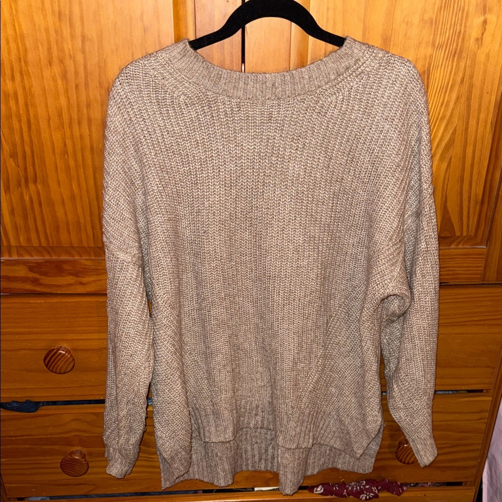 American Eagle Outfitters Beige Crew Neck Sweater